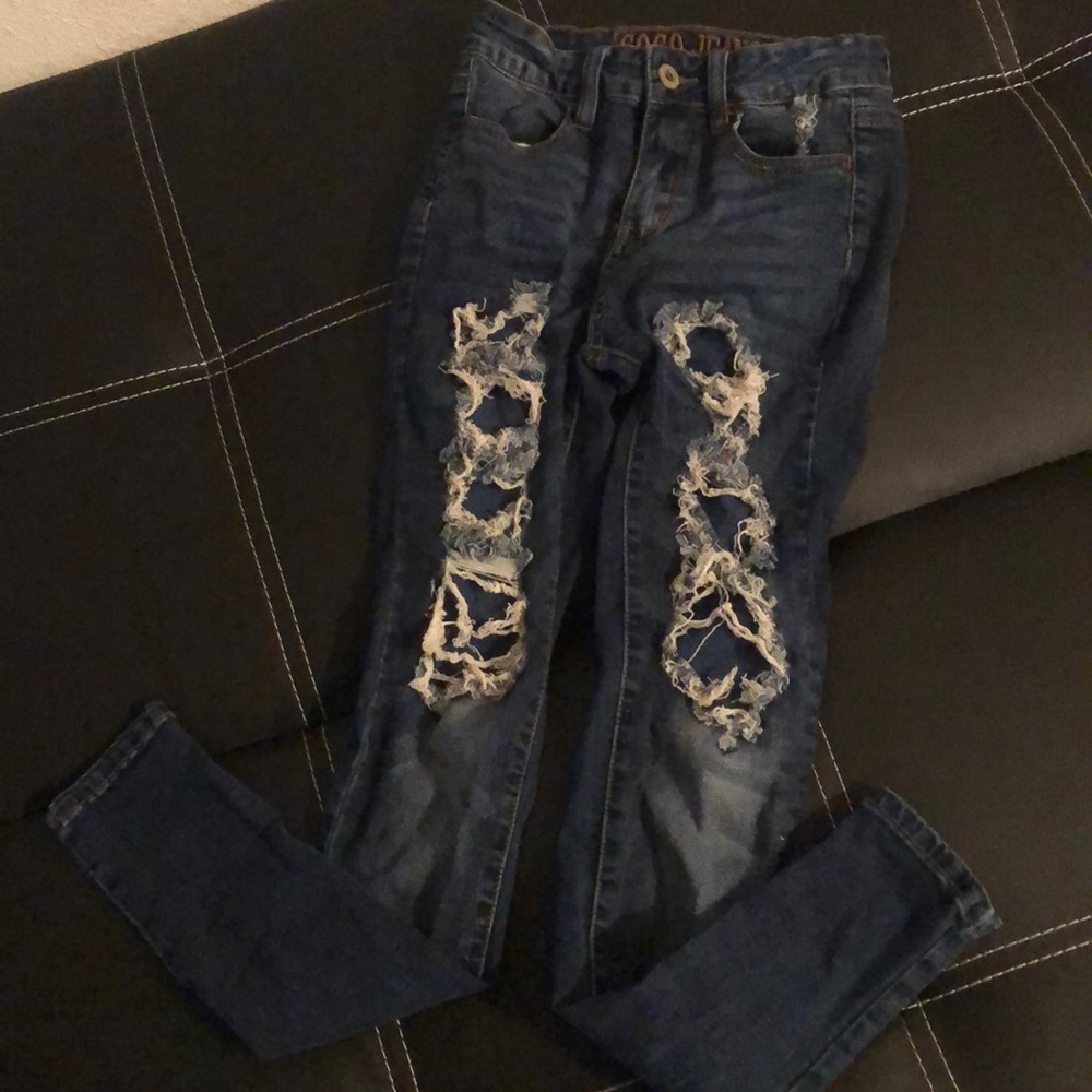 Blue jeans ripped